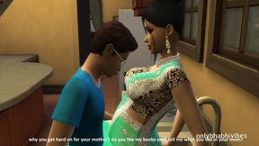 Stepson & Indian Mom Kinky Kitchen Fun - Hentai Milf Craves Morning Sex