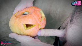 Stud pounds pumpkin on Halloween