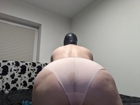 I tied off my huge udders with zip ties and masturbating with a magic wand