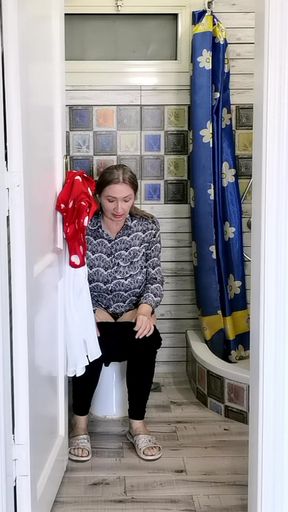 Peeping and pissing. Jerk off instruction. POV role-play video   Clip 1