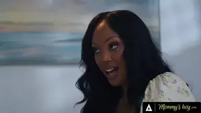 August Skye's MILF stepmom gives a deepthroat blowie and tasty tit titty