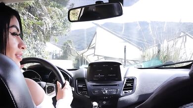Big ass latina tattoos cumshot in my car