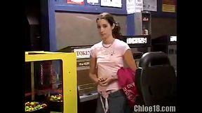 Teen fingers herself in her car