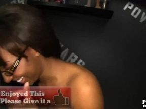 Amateur ebony teen with glasses loves white cocks
