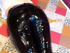 Squeezingmy  ass in shiny vinyl pants