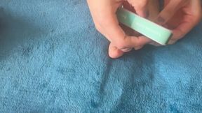 Woman Comes Home From Bathing, Puts on Her Underwear and Paints Her Toenails, Which Excites Him and He Ends up Masturbating.
