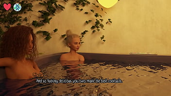 Brunette cheerleader gets fucked hard in hot tub, friends watch