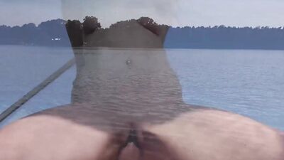 Outdoor sex on the boat, her wet pussy glistening in the sun