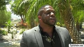 Wealty Shemale party goer bareback fucked by big black cock