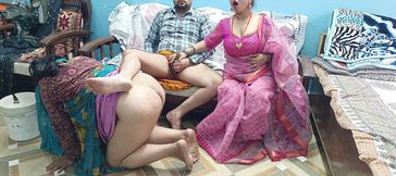 Indian Best Threesome Sex with Maid and Daughter in Law