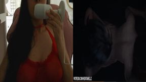 Futanari Fills tight pussy with cum as girl watches hentai