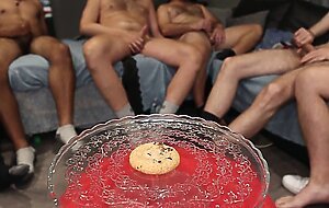 A GROUP OF HORNY GUYS CUM ON A COOKIE AND THE LOSER HAS TO EAT IT!!!