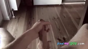 Solo Twink Strokes Big Cock to Slow Motion Cumshot
