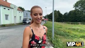 VIP4K. Villager with plums seduces passerby, flashes her pussy&#x1F32E;&#xFE0F;