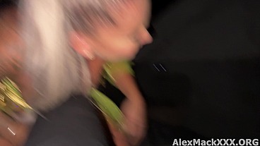 Hayley Davies sucks 2 cocks in the car