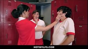 Penny Barber, MILF Gym Coach, Gets Fucked by Two Teens