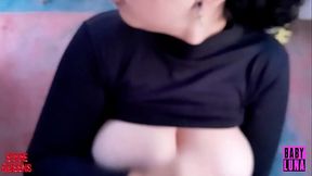 Latina beauty gets deep throat and facial in public