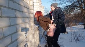 Outdoor sex in winter - Guy fuck me hard