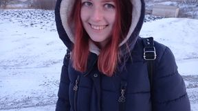 Outdoor sex in winter - Guy fuck me hard