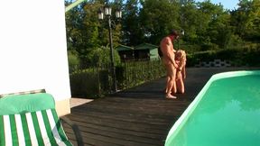 Ass fuck on the pool for the hot and sexy blonde MILF