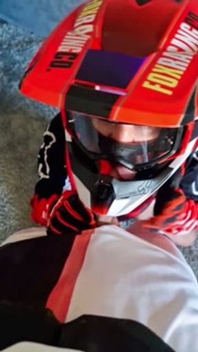 Horny guy jerking off in my Motocross outfit
