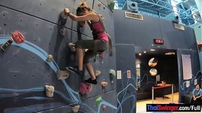Amateur Thai climber girlfriend slobbers on big rod in POV
