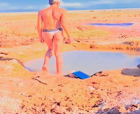 Femboy in public hot springs