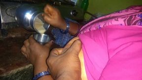 Indian Hot Housewife Romance Hasband in Kitchen