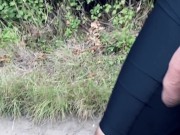 Swinging DICK as I walk Outdoors in Slow Motion ** Ball Strecher ON **