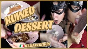 Saliva-soaked sweet surrender devoured by lustful Italian lotharios in ruined dessert chaos