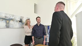 sex crazed milf shalina devine tempts colleagues into workplace dp threesome gp3474
