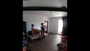 Mistres Roberta and friend - Double ballbusting and pegging