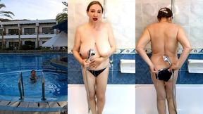 hot busty milf mariaold take shower after swimming pool