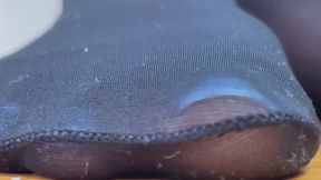 POV: Sheer Black Giant Feet – Tap, Flex, Peel