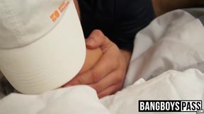 Bareback cock riding and anal play with hot jocks with tats
