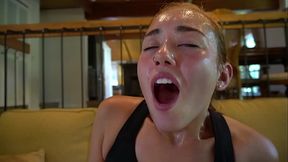 Sweaty Babe Dances and Then Close Up Face Orgasm: Brandibraids