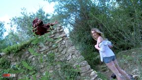 Young French Blonde Cristal Bardzo Fucked by a Monk in the Woods