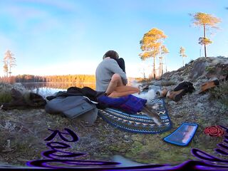 Sex on a reindeer skin next to a forest lake - RosenlundX - VR 360 - 5,7k 30fps