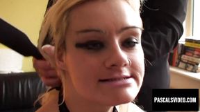 Blonde beauty dominated and gagged on colossal cock