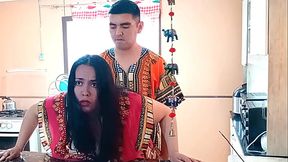 The stepmother is fucked from behind in the kitchen