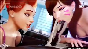 Bi babe SavageCabbage and Saveass show off big flaccid asses and intense sucking