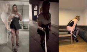 Blonde Sissy Slut Rides Dildo Public Garage Cum Gush Destroyed