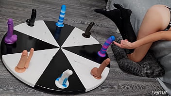 Wheel of DILDOS! She wants to WIN Her Orgasm Here