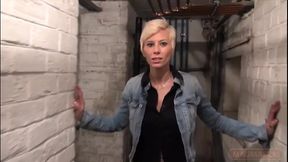 Short Haired Blonde Chick Gets Man Handled in the Cellar and Fucked in the Ass
