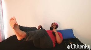 Enjoying My Smelly Feet Shoes And Undies After A Long Day Filthy Sniffing Bear Gets Cumshot