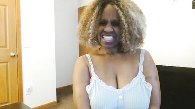 Black Queen Chokes on Her Own Big Tits Solo Dom Session