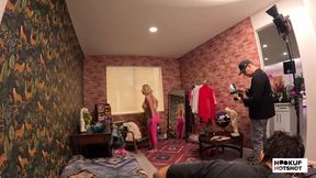 Beautiful blonde babe Tiffani Madison strips out of her kinky outfit,