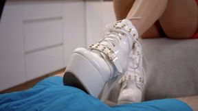 Ruslana In White Boots Rubs And Kick Your Balls - Part 2 - English And Russian Language