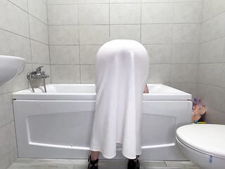 White Suit Fart Disaster in the Washroom