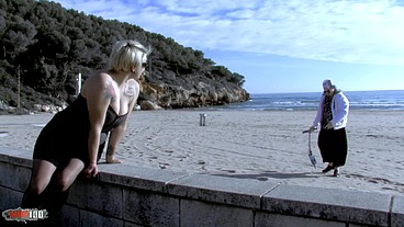 Chubby spanish blonde babe fucked in the ass at the beach